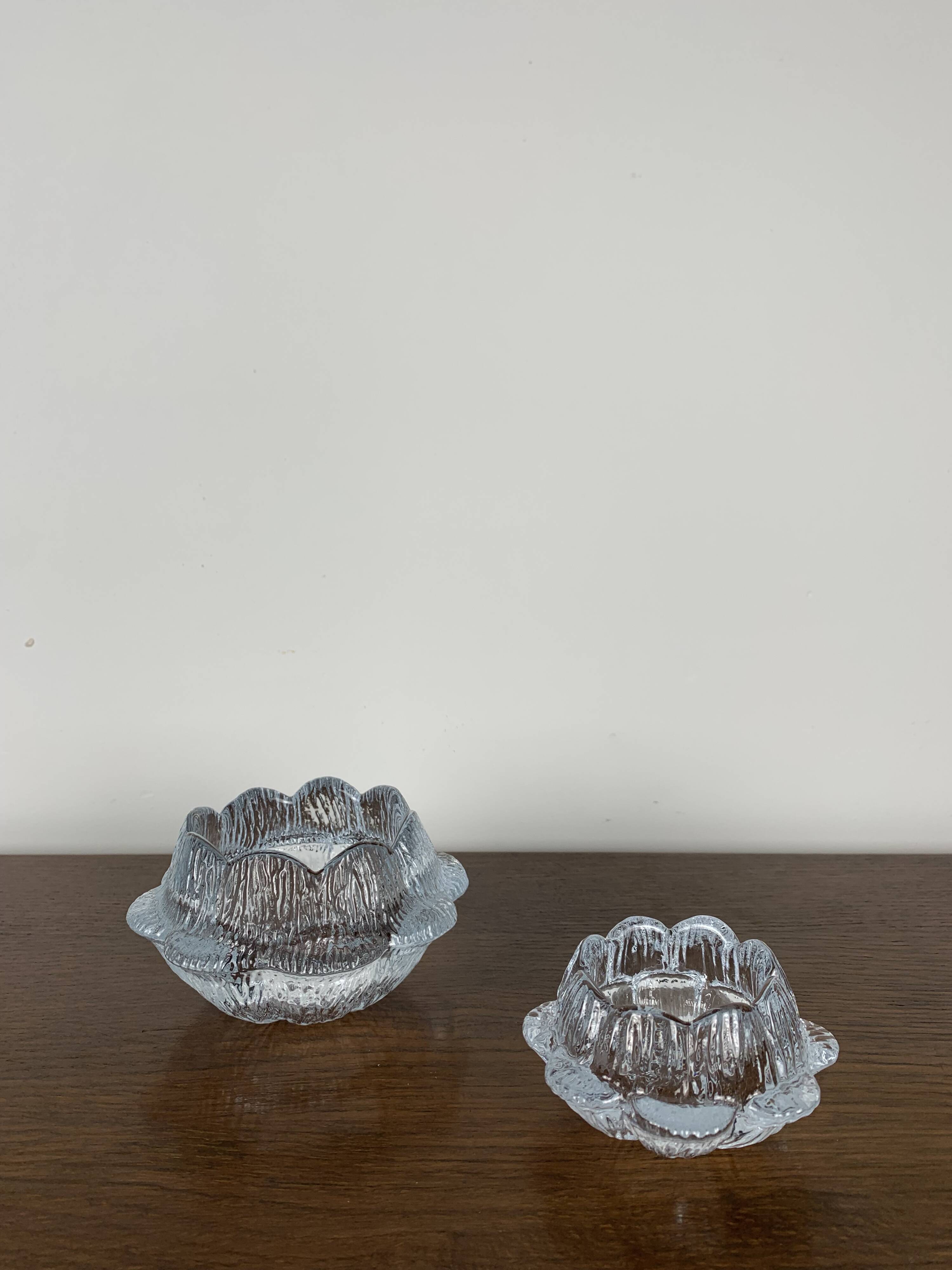 "Lotus" glass candle holder by Holmegaard, Danmark, 1970
