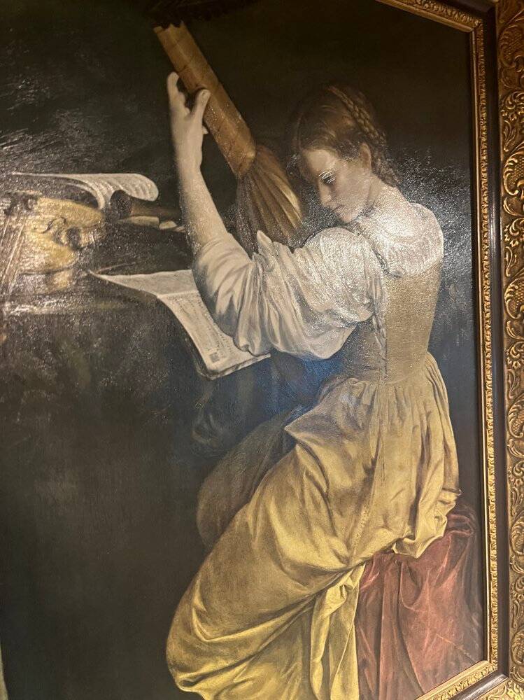 Oil painting "The Lute Player" by Orazio Gentileschi