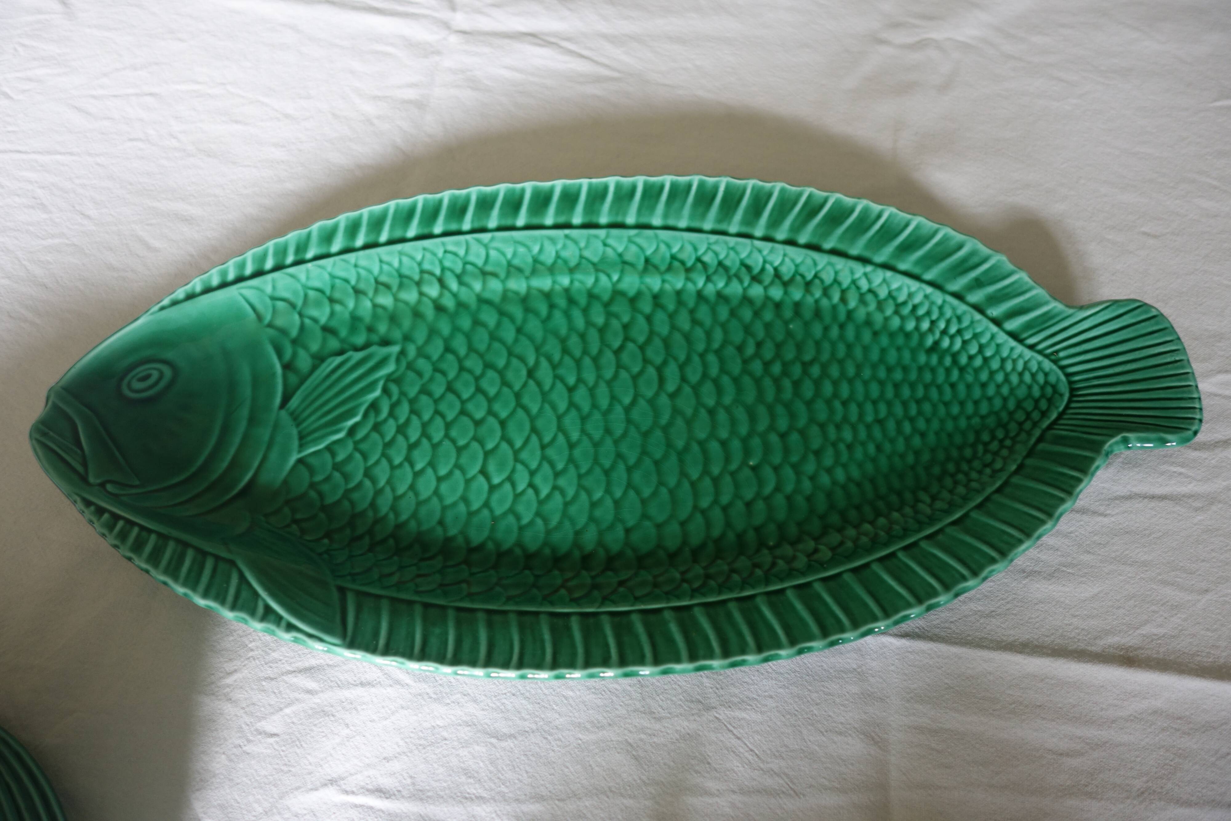 Service to Sarreguemines Green fish, plates dish and sauce