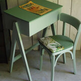 Bureau pieds compas et chaise Baumann vintage revisités