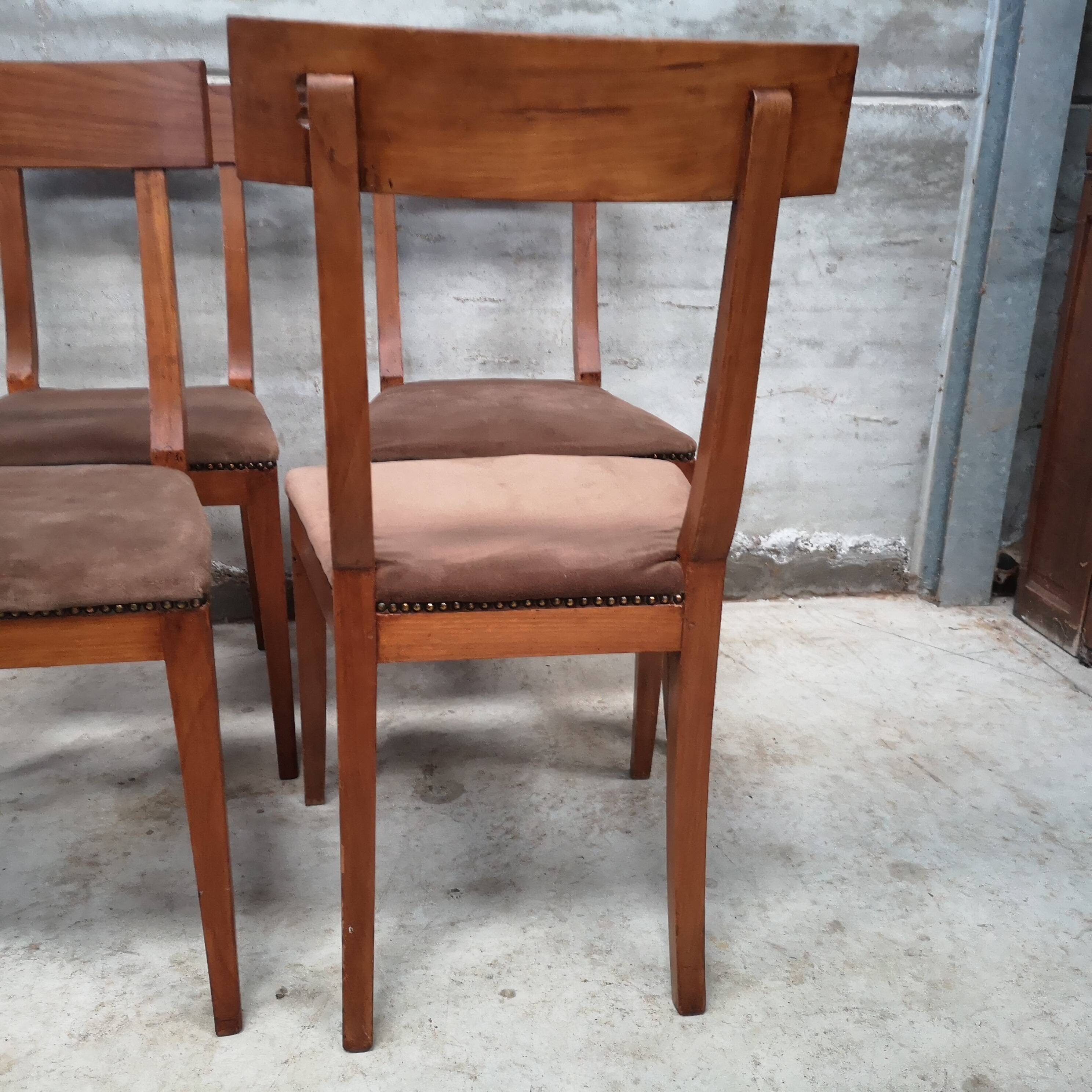 4 Directoire period cherry wood chairs