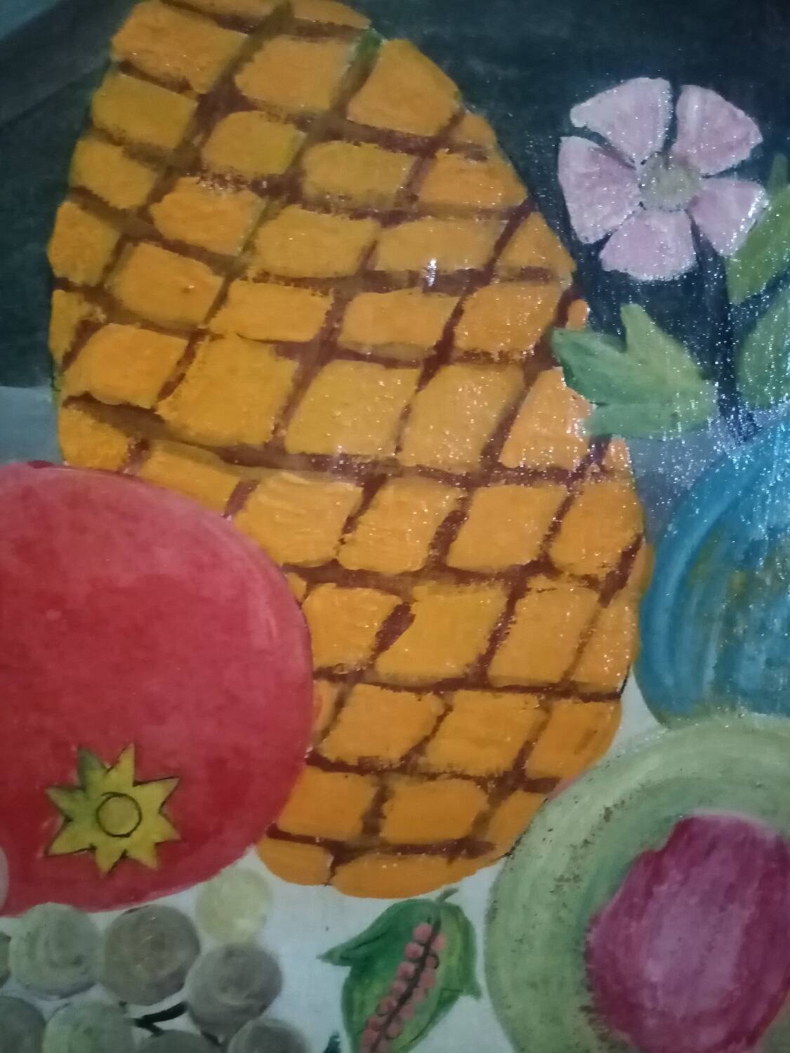 Oil painting on masonite Tusnelda Sanders