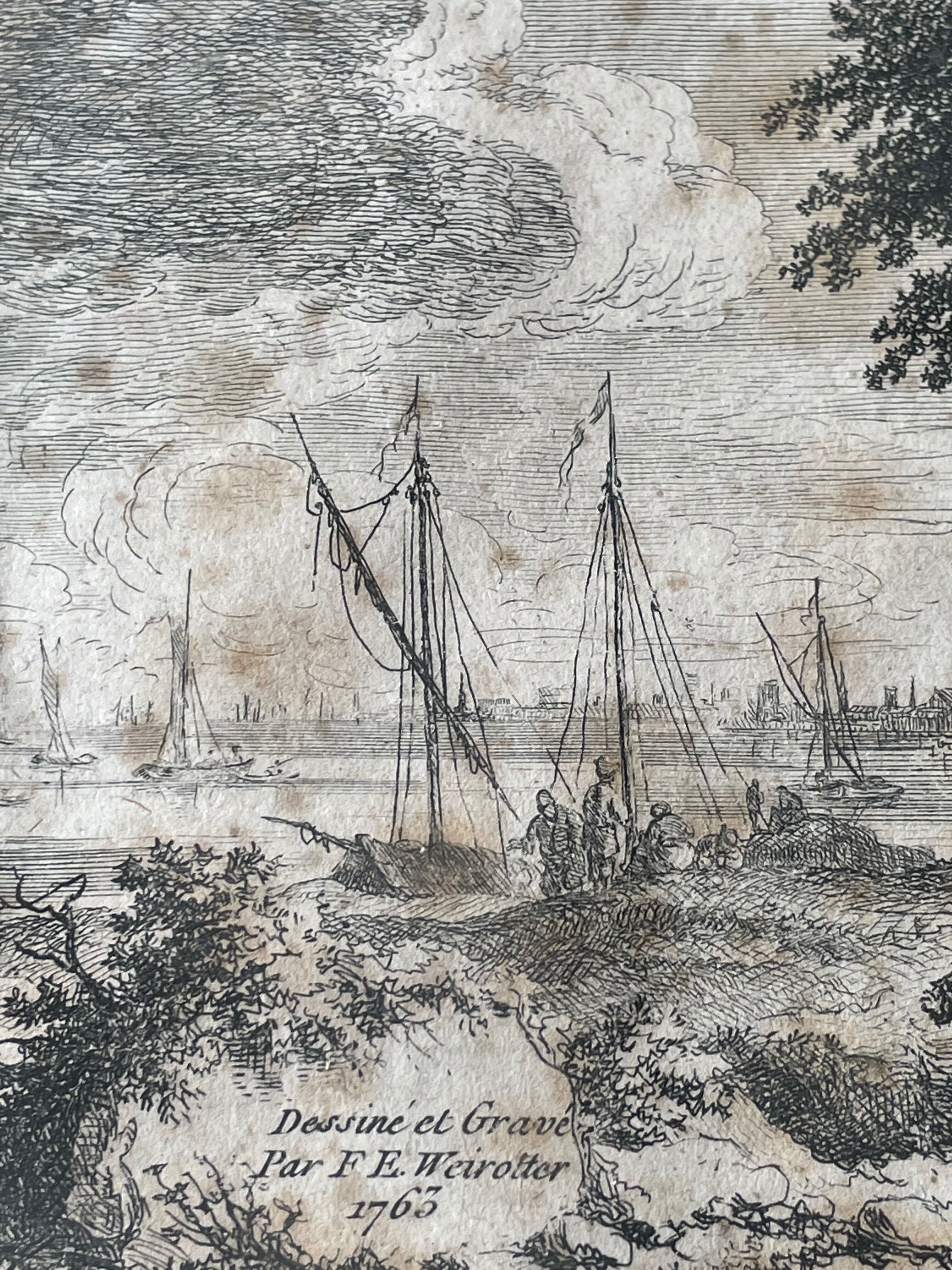 Antique engraving painting XVIIIth Franz Edmund Weirotter 1763