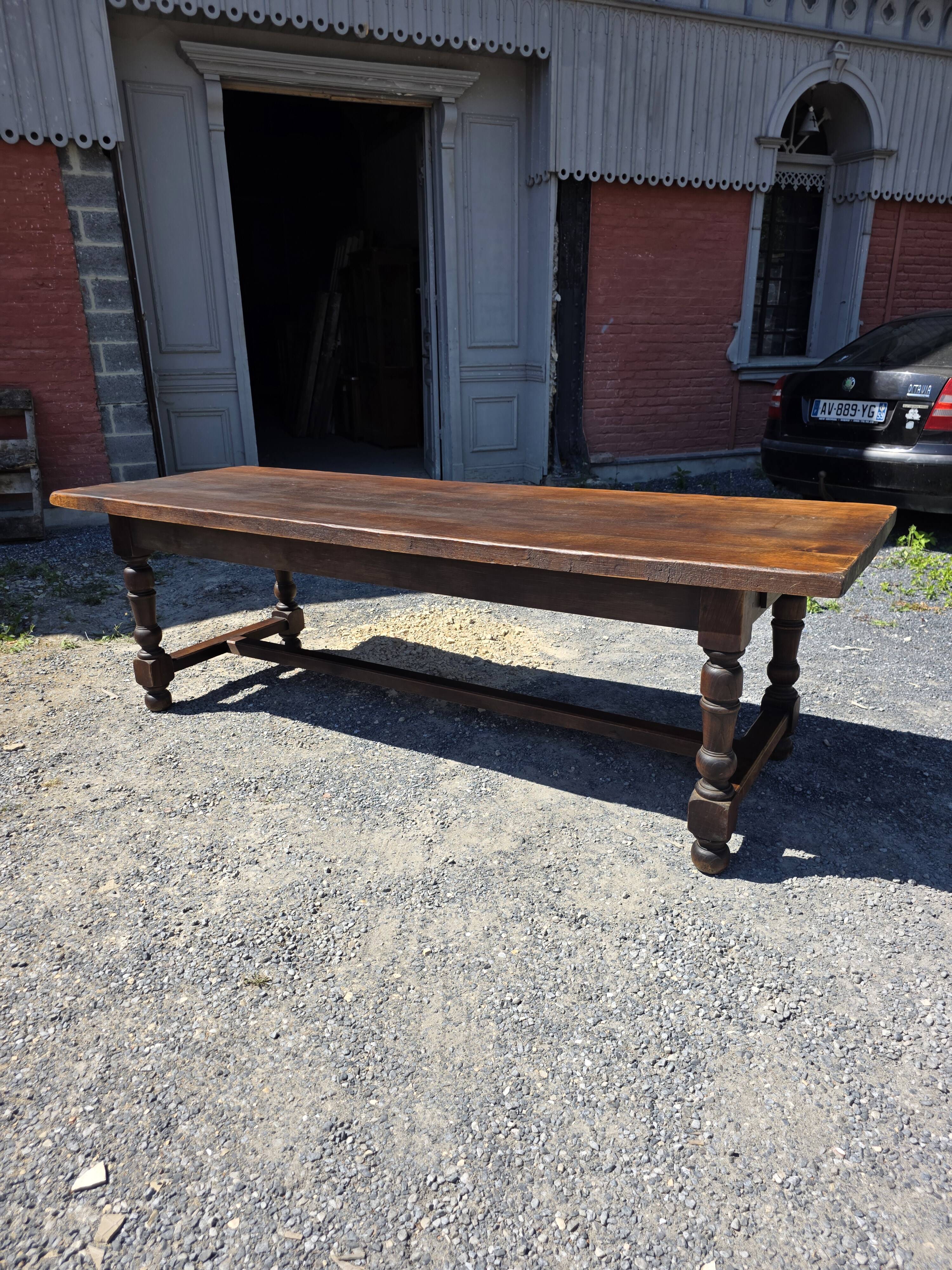 Table de ferme en chêne massif,  250 × 87cm