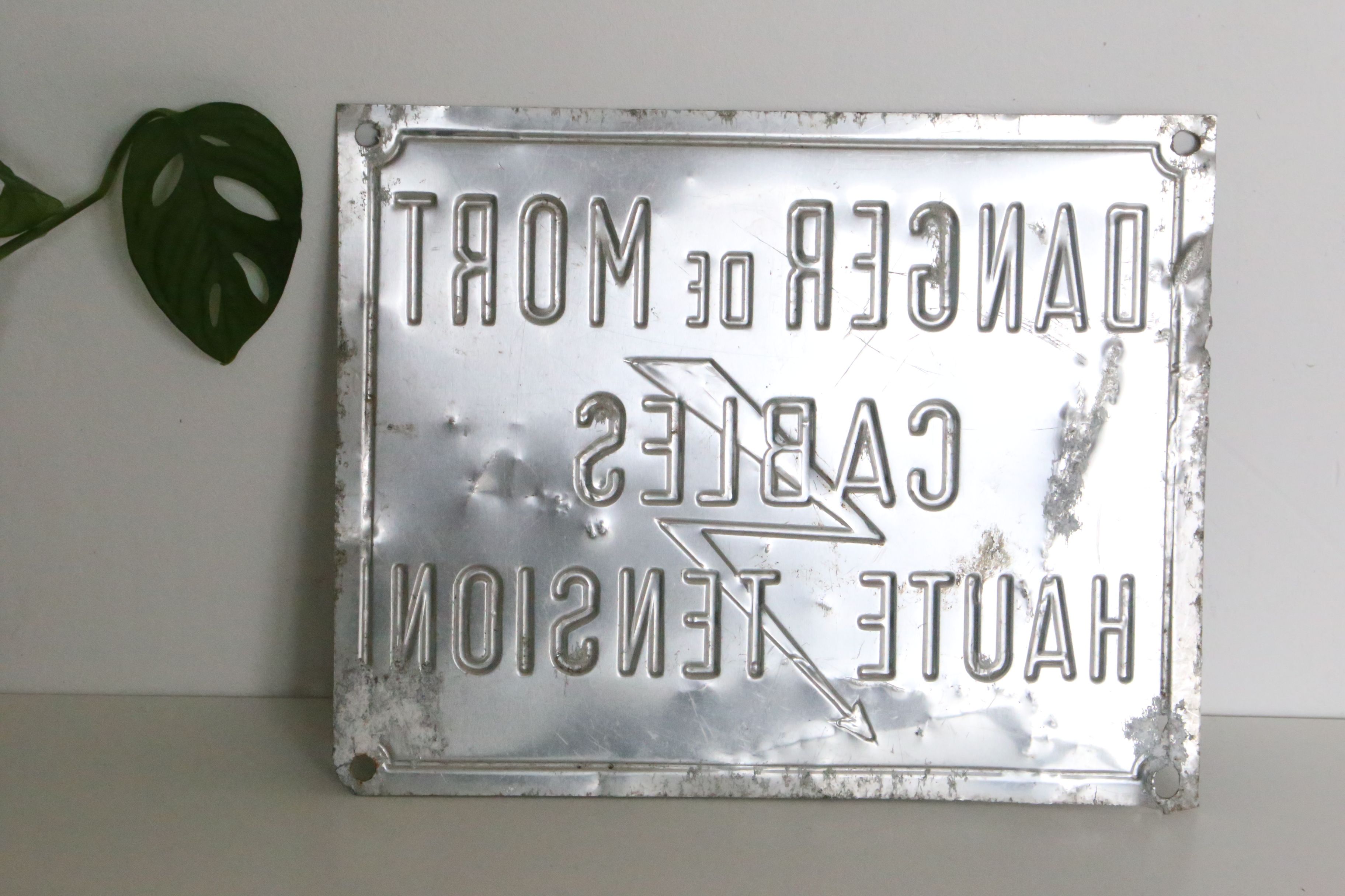 Plaque industrielle d'avertissement Danger de Mort, usine, loft, vintage