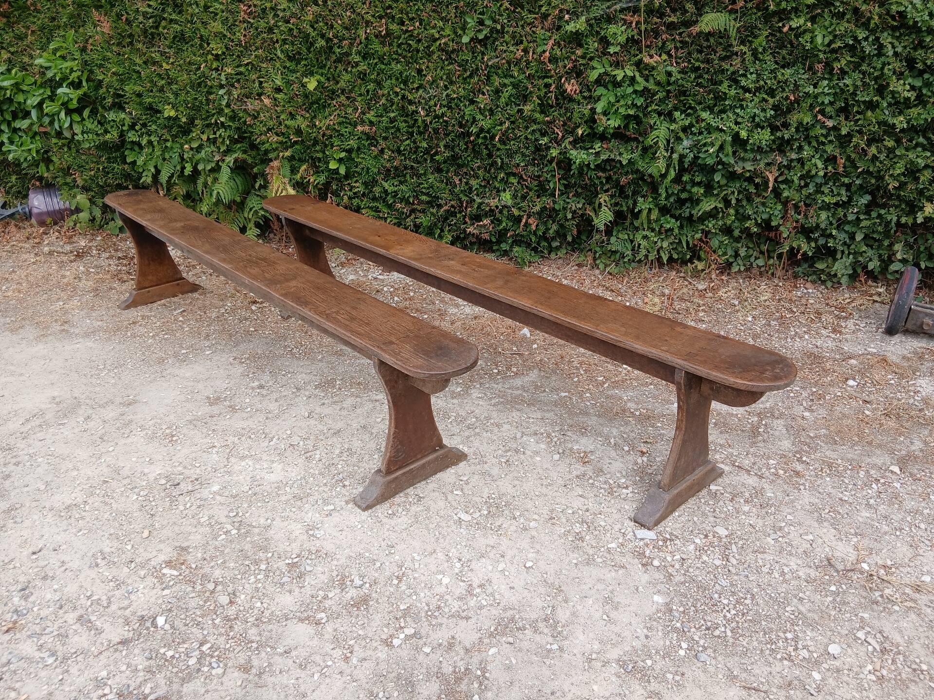 Pair of oak benches 240cm