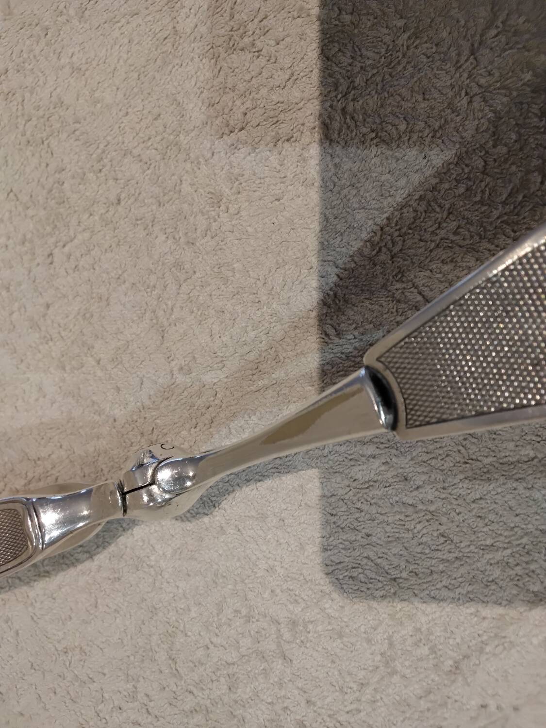 Silver-plated asparagus tongs with guilloche decoration and goldsmith Christofle