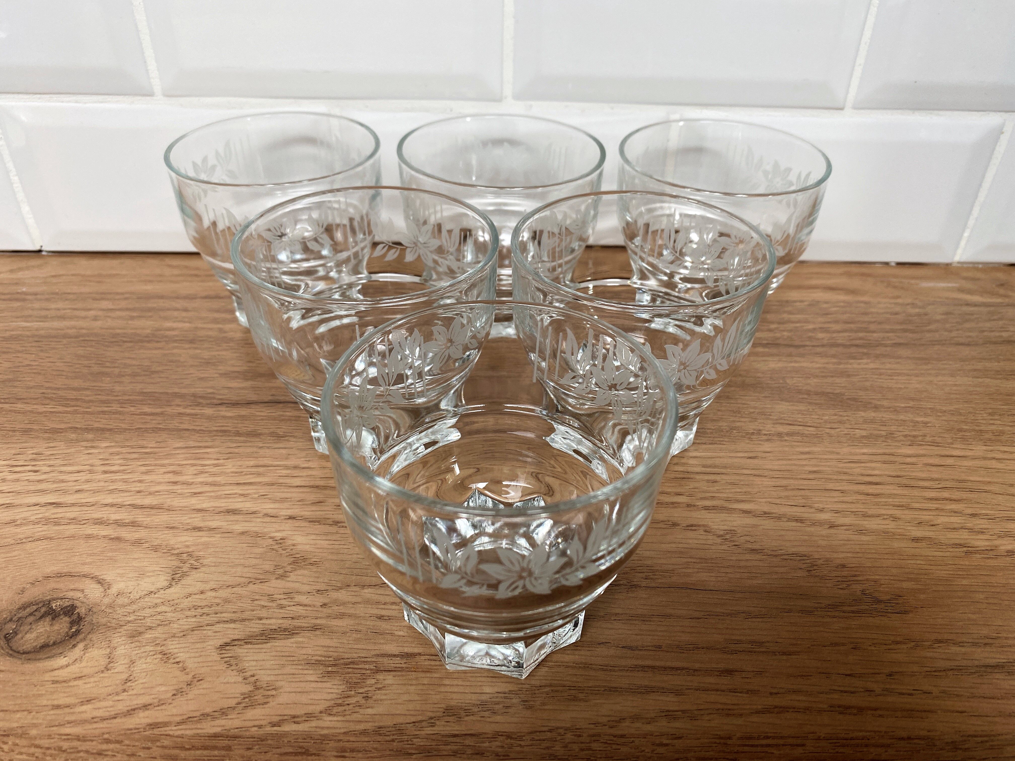 6 verres à eau vintage sérigraphiés
