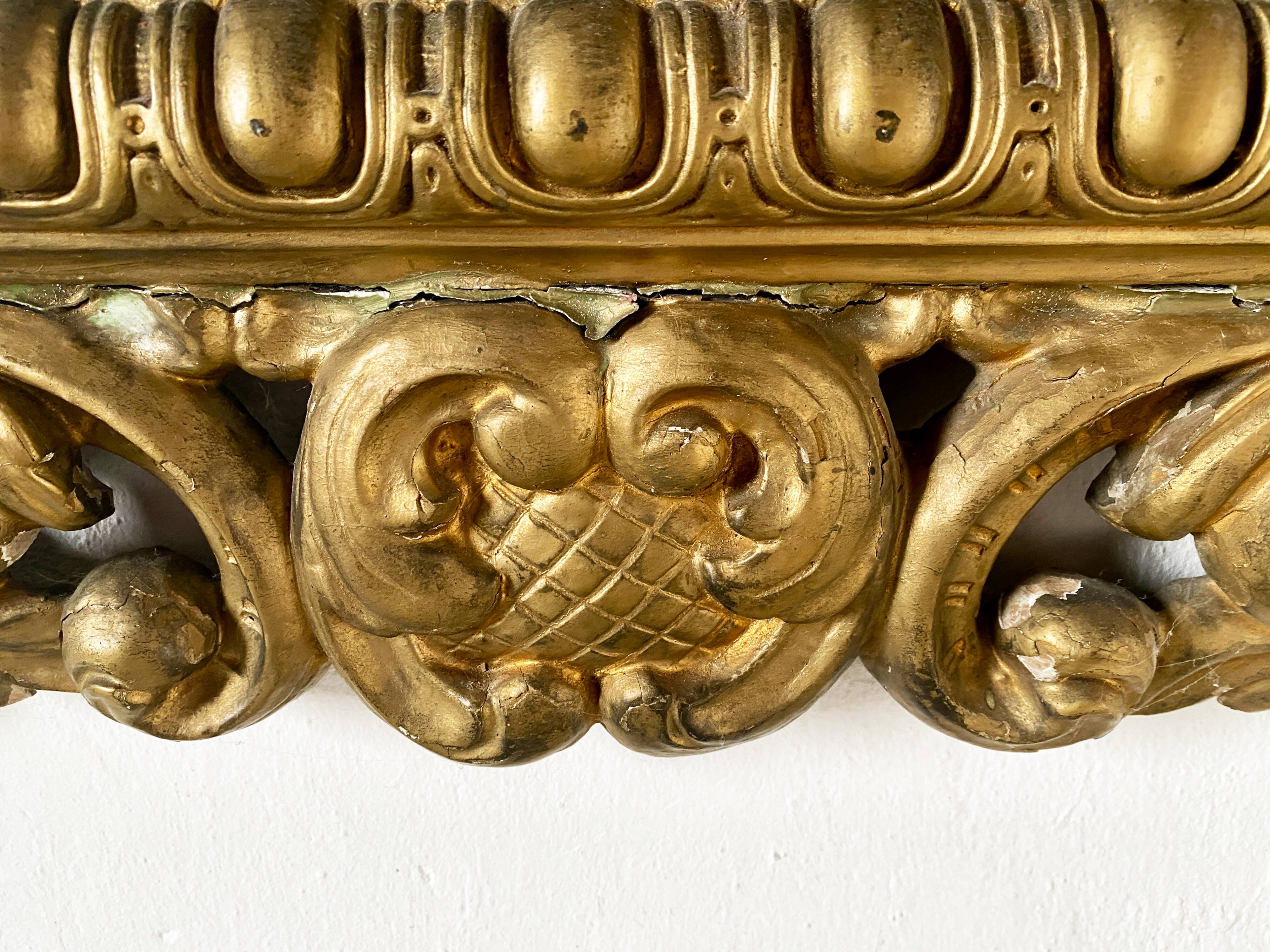 Ancient Florentine mirror – carved and gilded wooden frame – Baroque style