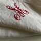 Nappe en fil de lin 19e brodée rouge