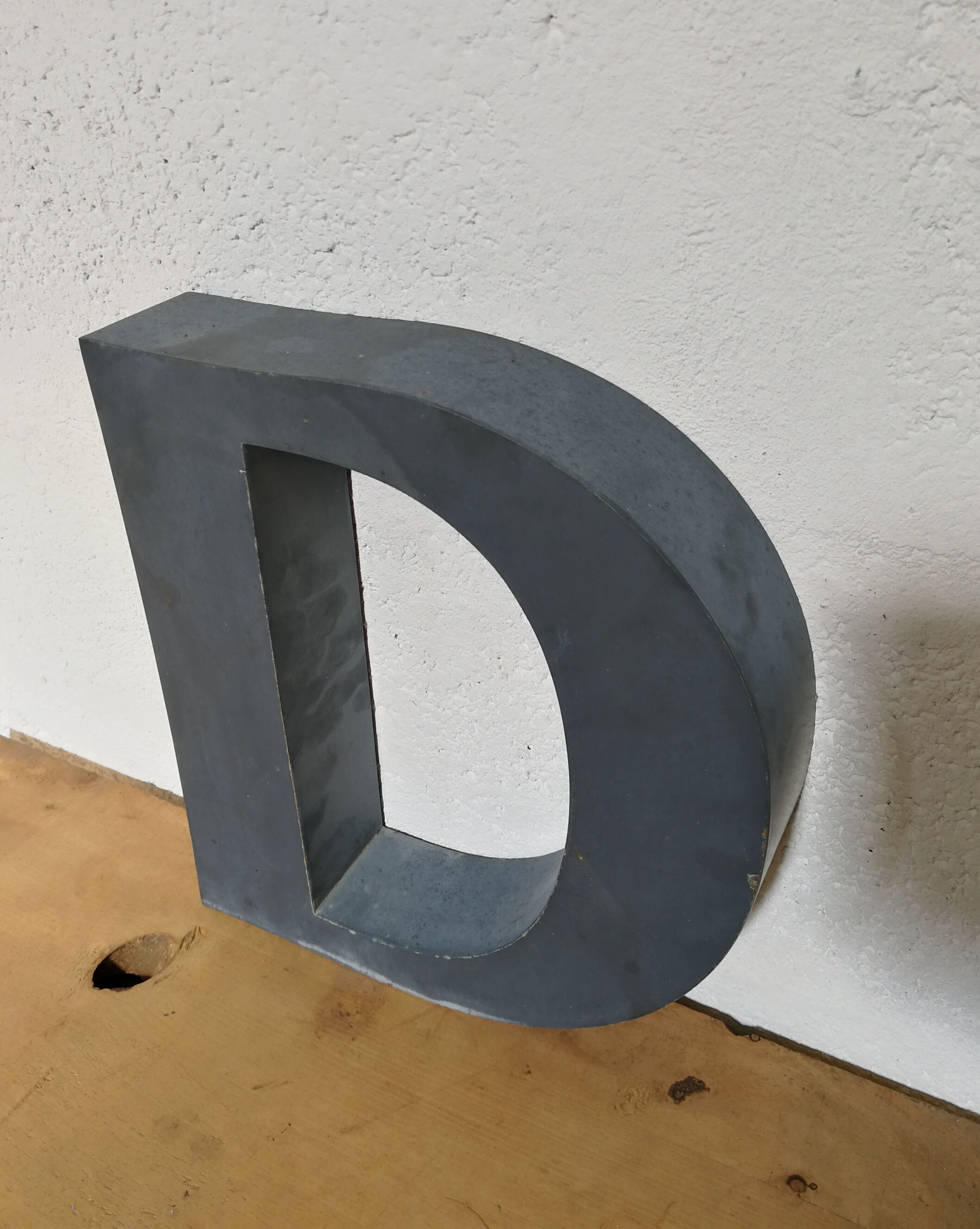 Letter D old embossed and zinc