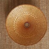 Suspension lampshade in woven wicker handmade object Scandinavian countryside artisanal manufacturing