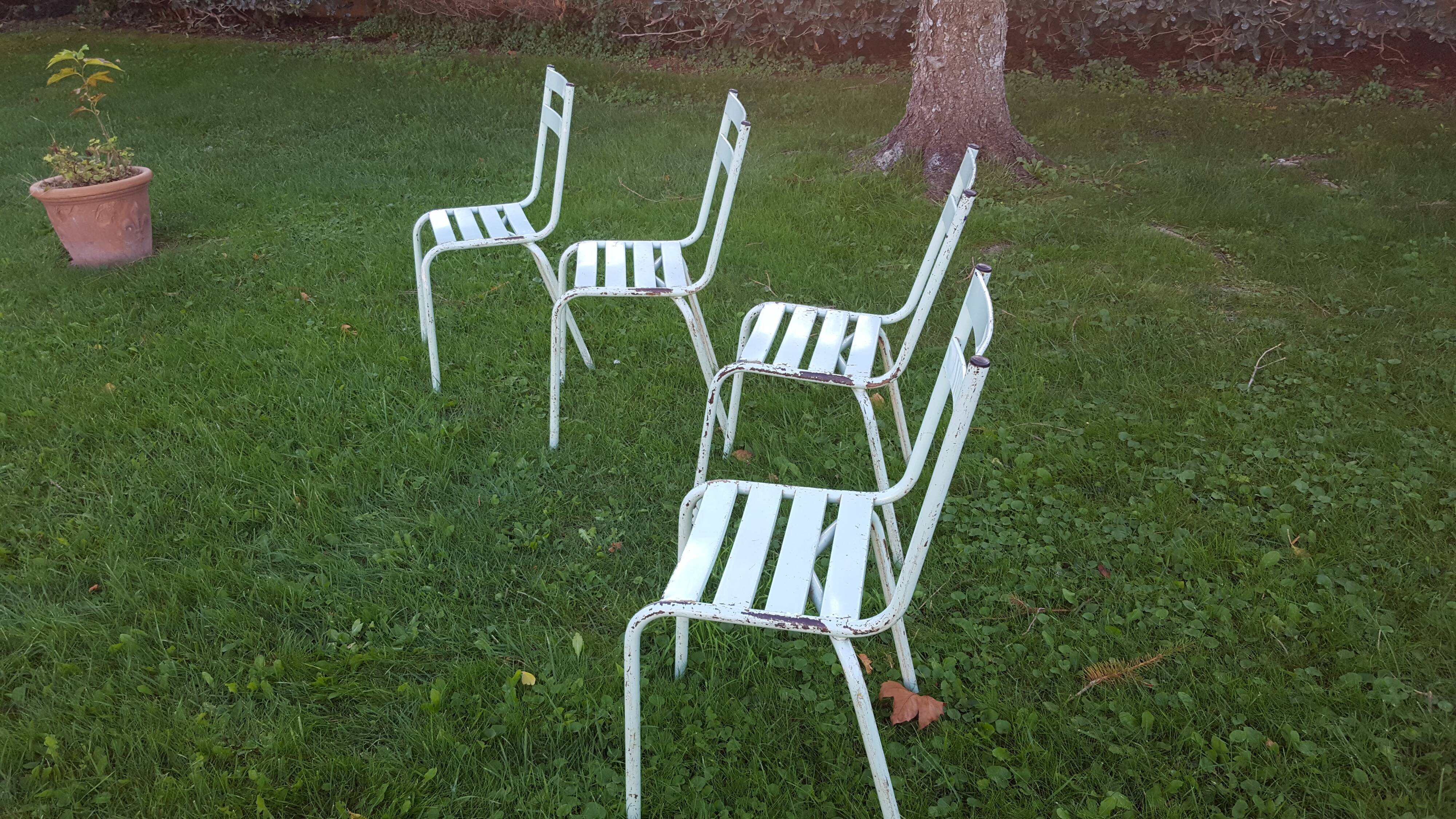 4 metal chairs, 50s