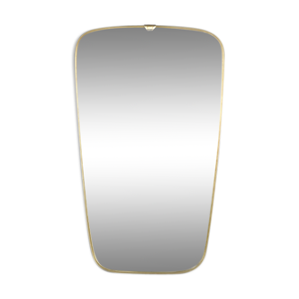 Mid-century modern rockabilly german wall mirror with golden frame, 1970s