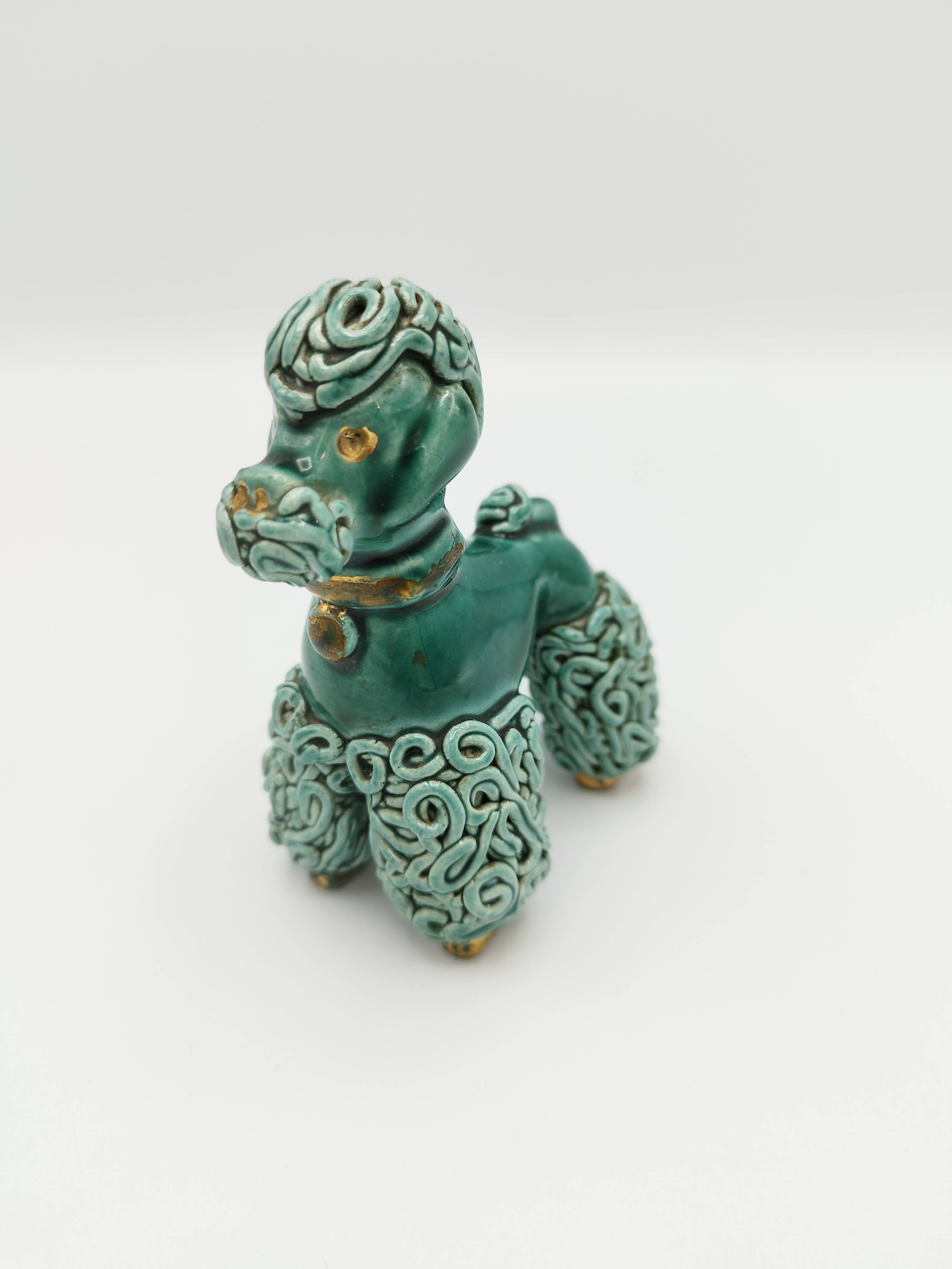 Lot of 2 royal poodles in 1960s spaghetti ceramic