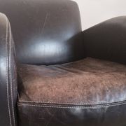 Vintage club armchair in dark brown leather – 1980s-1990s style