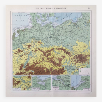 Old map Northern Europe Germany Poland Denmark 43x43cm from 1950