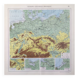 Old map Northern Europe Germany Poland Denmark 43x43cm from 1950
