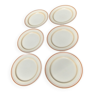 Lot de six assiettes plates Saint Amand