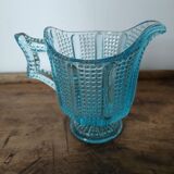 carafe - pot à crème en opaline bleue