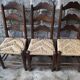 Lot de 6 chaises brutalistes paillées
