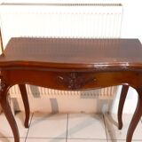 Console, table de jeux style Louis XV fin XIXème en acajou