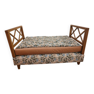 Vintage Bohemian wooden children's sofa bed bench