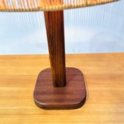 Lampe de table vintage en pin et teck avec nouvel abat-jour, années 70.