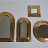 Set of 4 Moroccan mirrors in vintage brass 27 cm