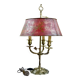 Bronze-gilt bouillotte lamp XIXth century with a tin shade featuring Japonese decoration.