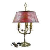 Bronze-gilt bouillotte lamp XIXth century with a tin shade featuring Japonese decoration.