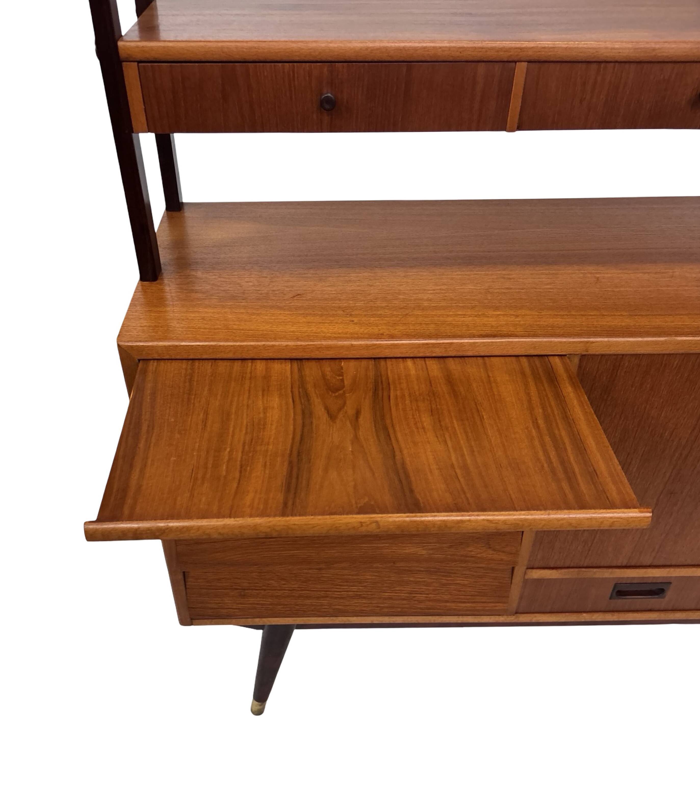Vintage Wall Unit Bookcase Sweden Teak Design