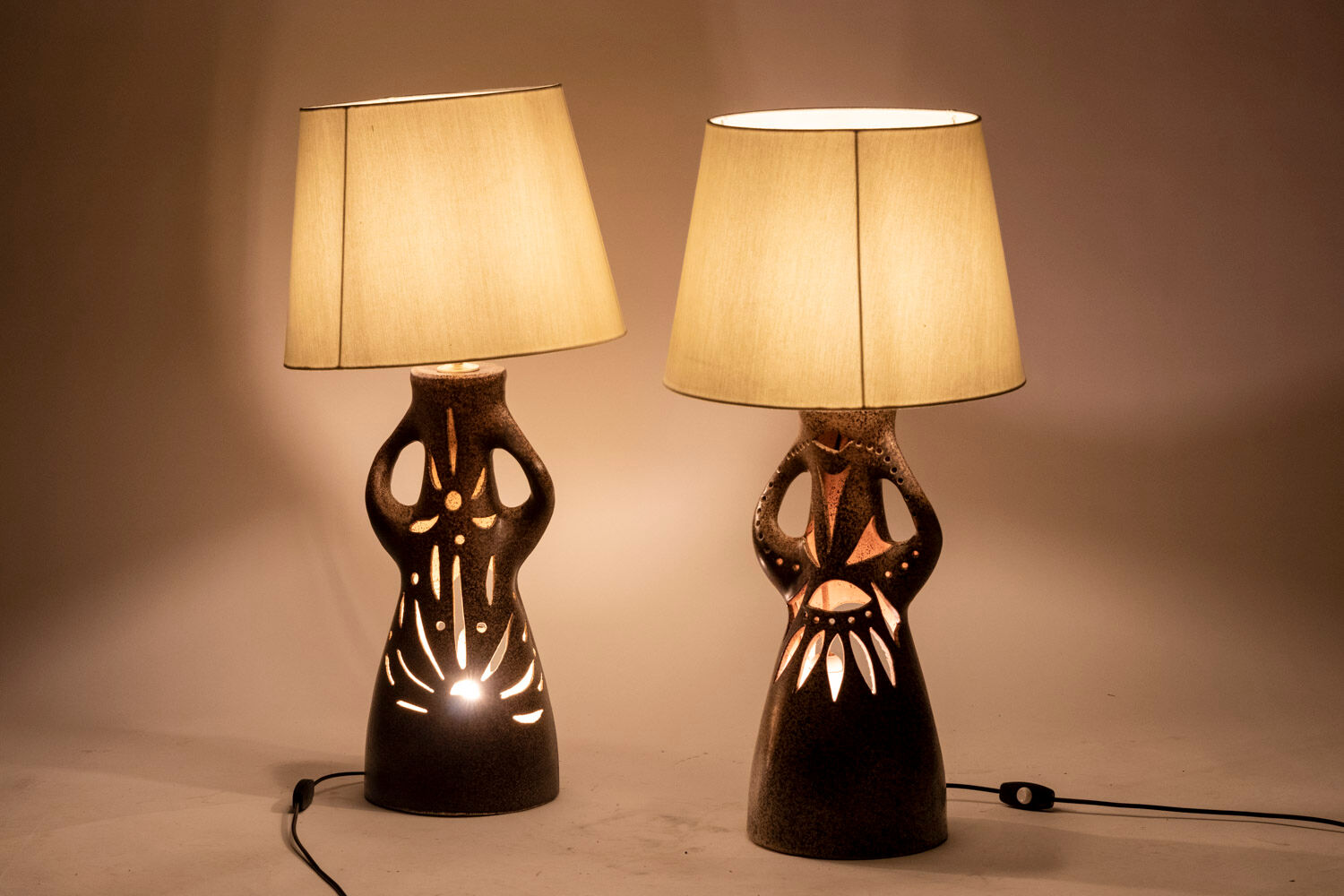 Pair of terracotta lamps, Bastian Le Pemp, 1970s