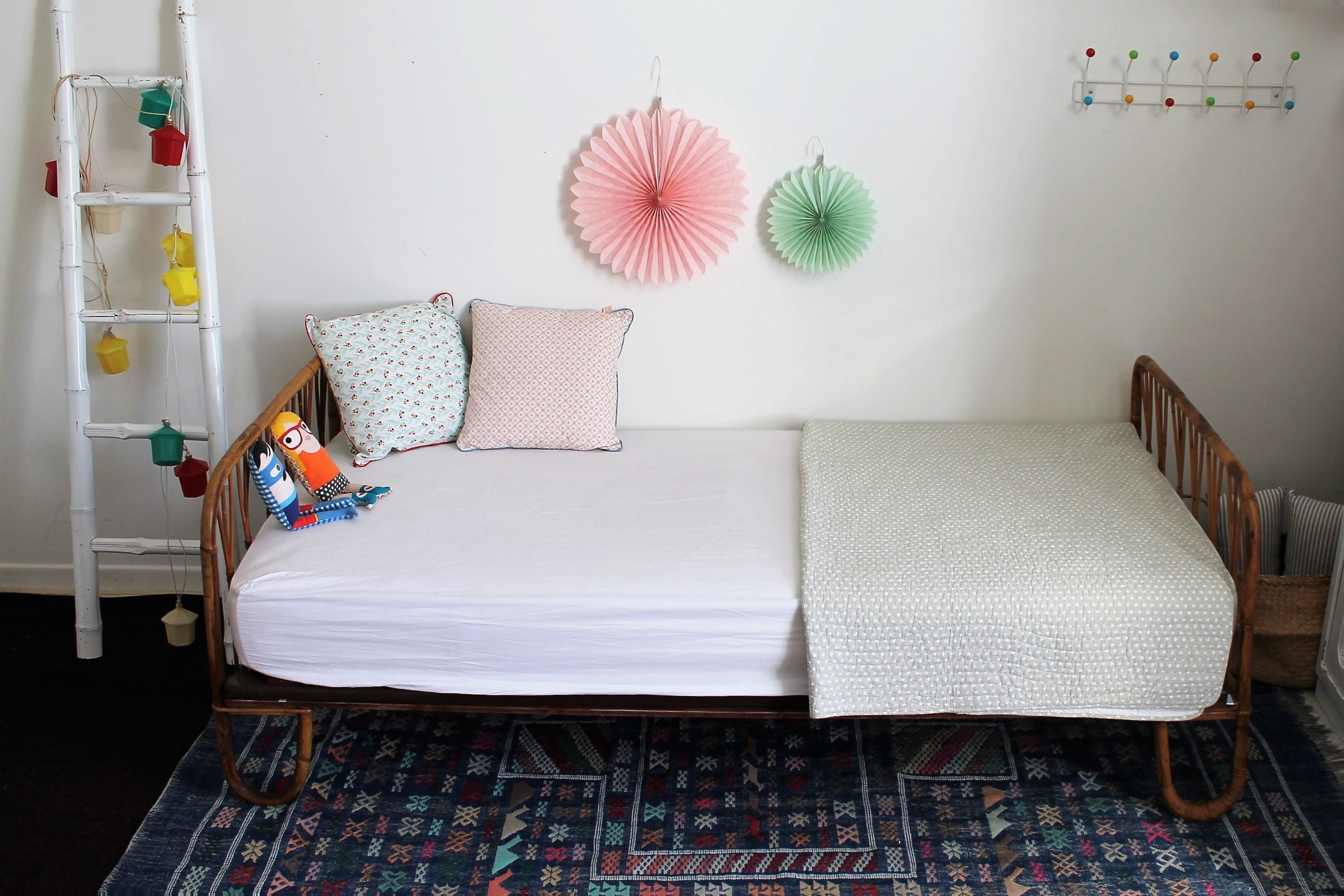 Rattan bed & vintage bamboo