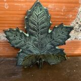 Vintage Greenish-Gray Metal Leaf-Shaped Empty Pocket Bowl
