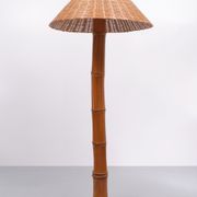 Lampadaire Tiki en bambou véritable années 1980