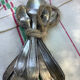 Nine small silver teaspoons