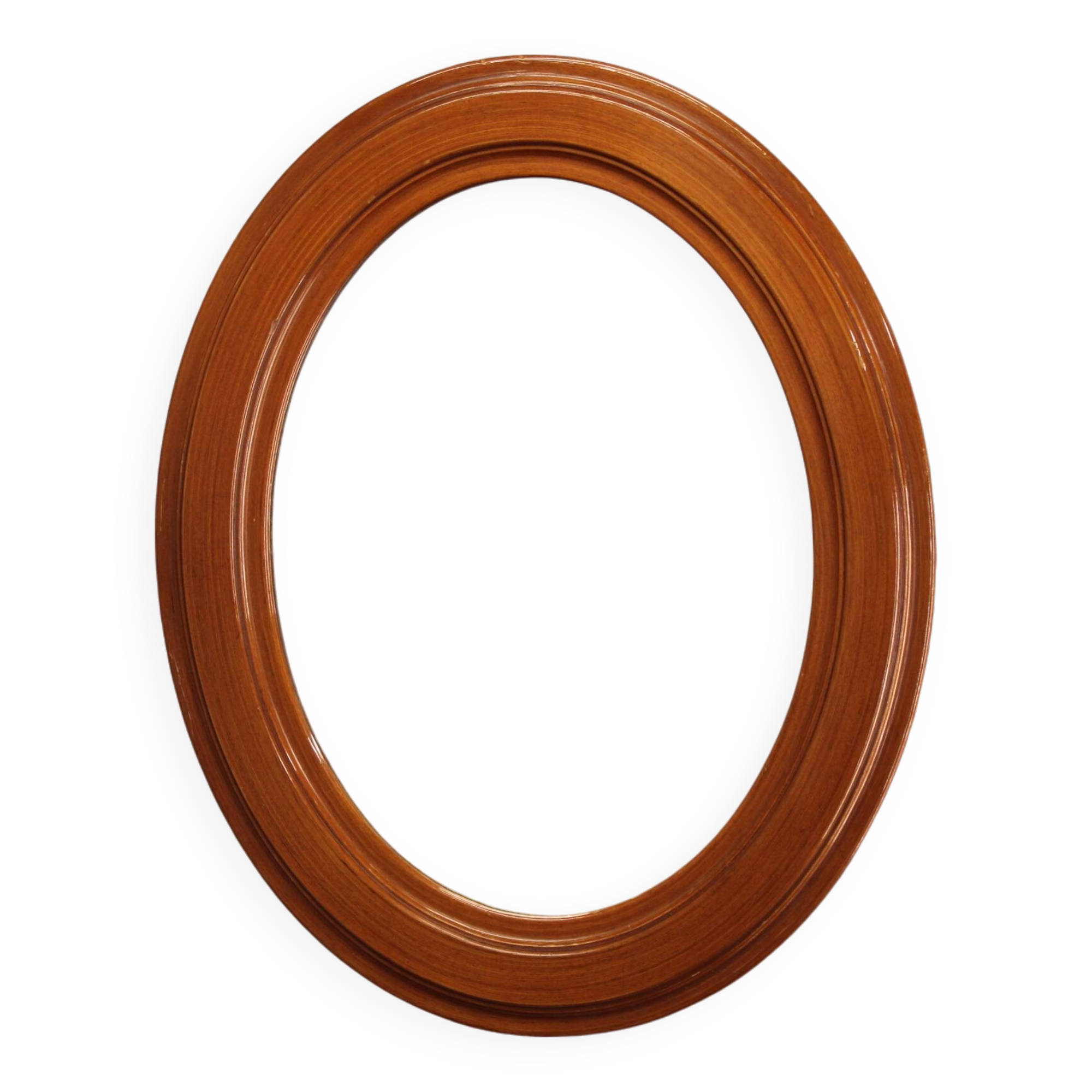 1970s Oval Wooden Mirror, Italy