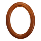 1970s Oval Wooden Mirror, Italy