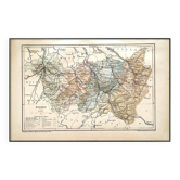 Map of the Vosges, France. Printed antiquity in 1889.
