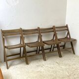 Set of 4 vintage wooden folding chairs