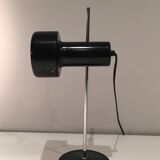 Adjustable lamp in black lacquered metal and chrome. French work. Circa 1970.