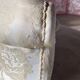 Petit siège de coiffeuse – Fauteuil vintage années 50 Chintz ivoire