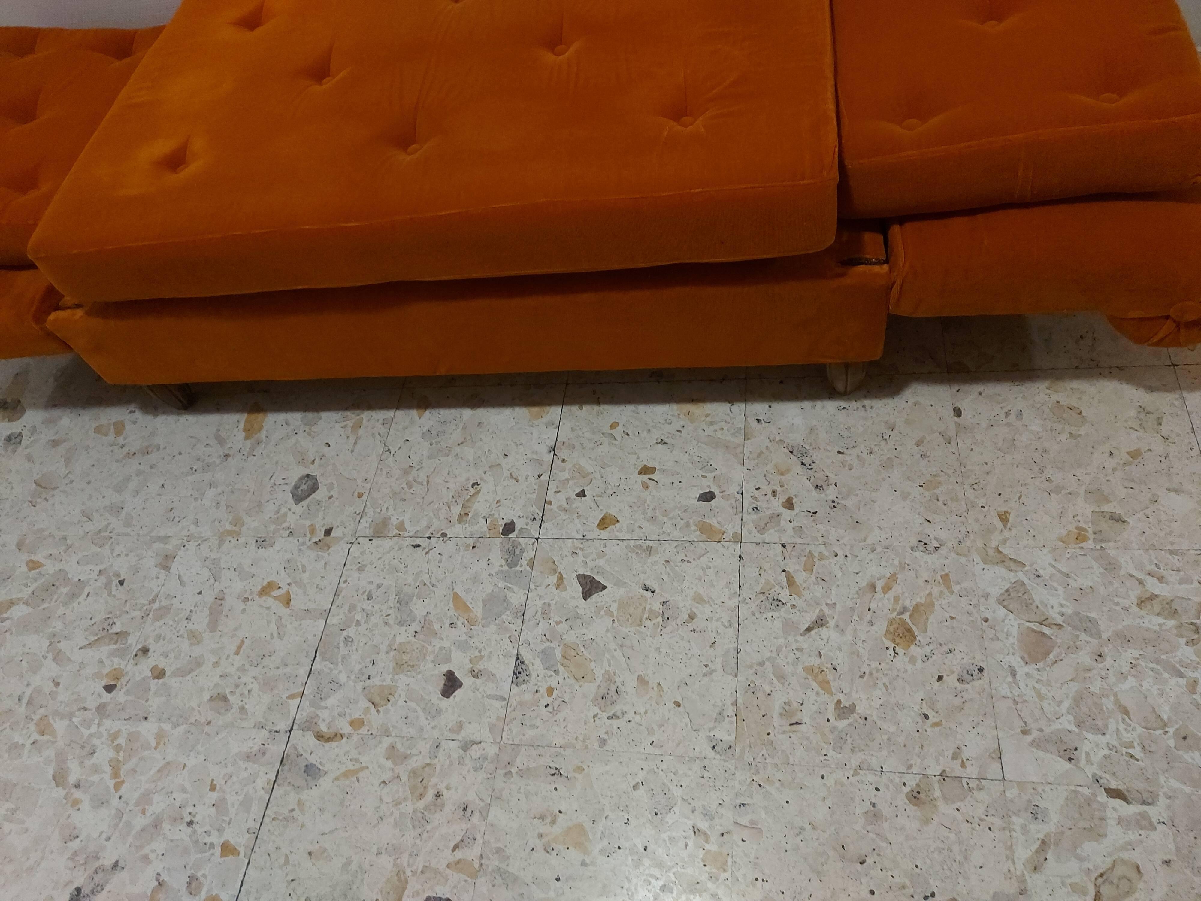 Sofa, daybed art deco, orange velvet