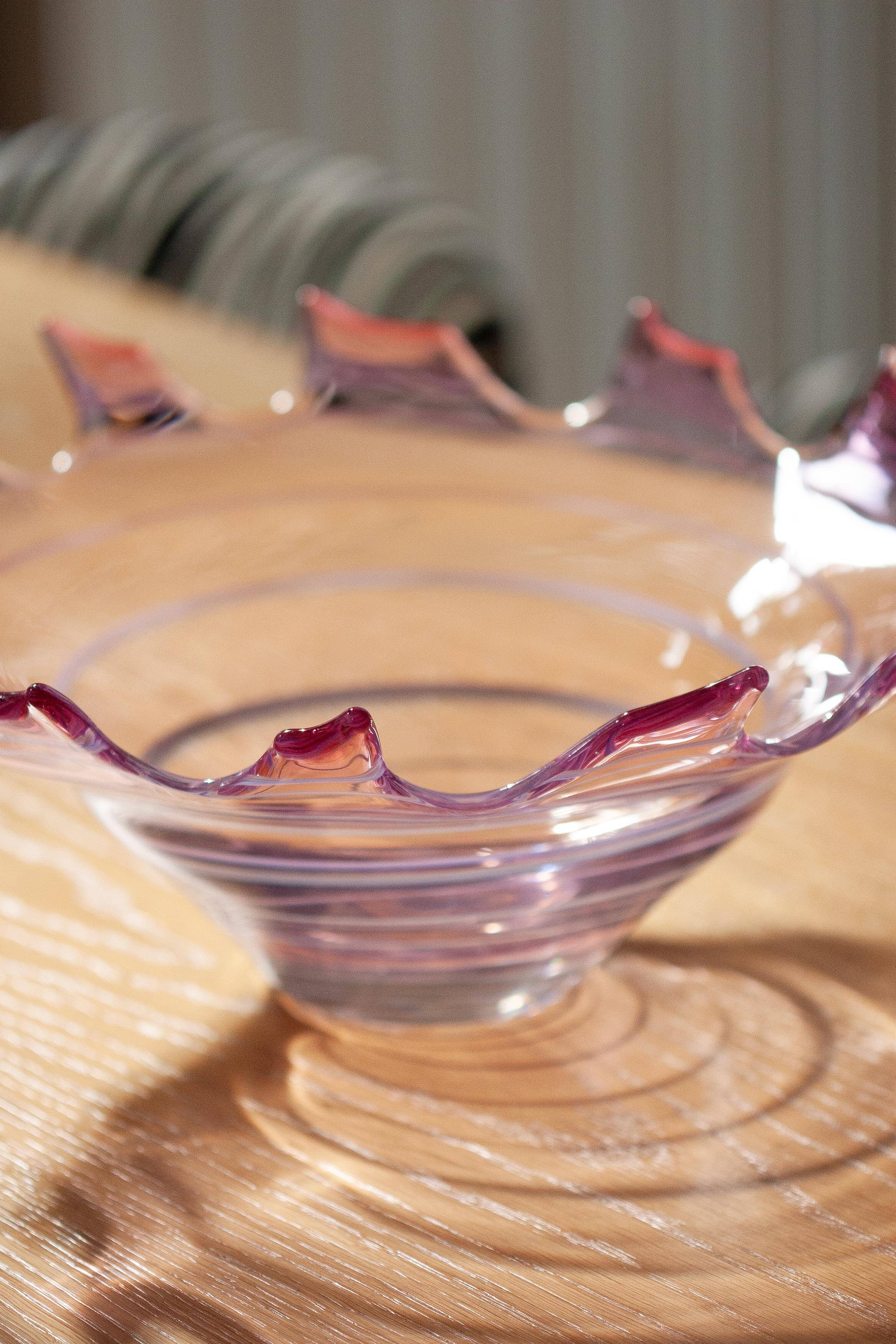 Vintage Rose Murano Mid-Century Decorative Bowl Plate, Italy, 1960s