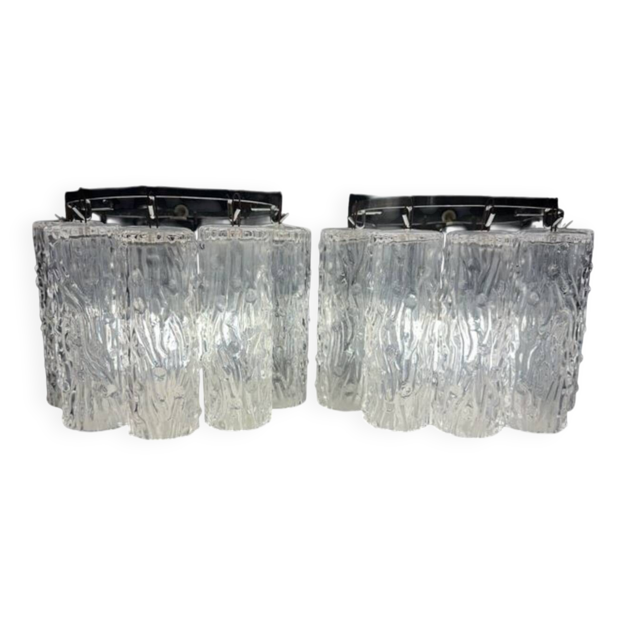 Pair of Venini Tronchi wall lights by Toni Zucherri, Italy 1970