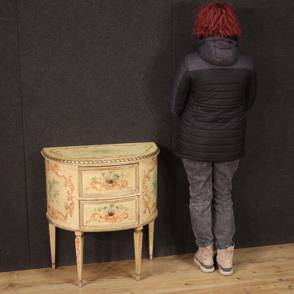 Half-moon commode in painted wood from the 60s