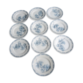 10 assiettes plates vintage St Amand - Décor flore