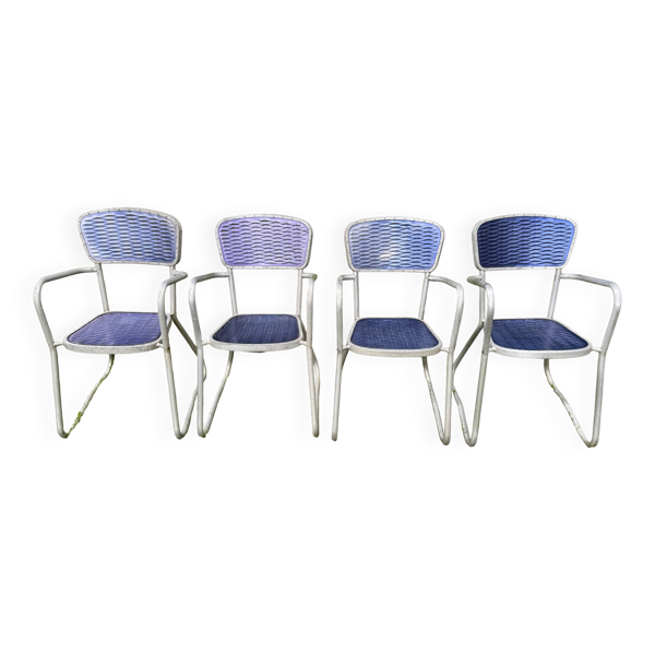 4 chaises fauteuils jardin design Gaston Viort