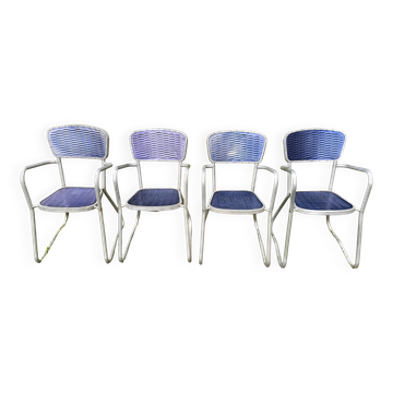 4 chaises fauteuils jardin design Gaston Viort